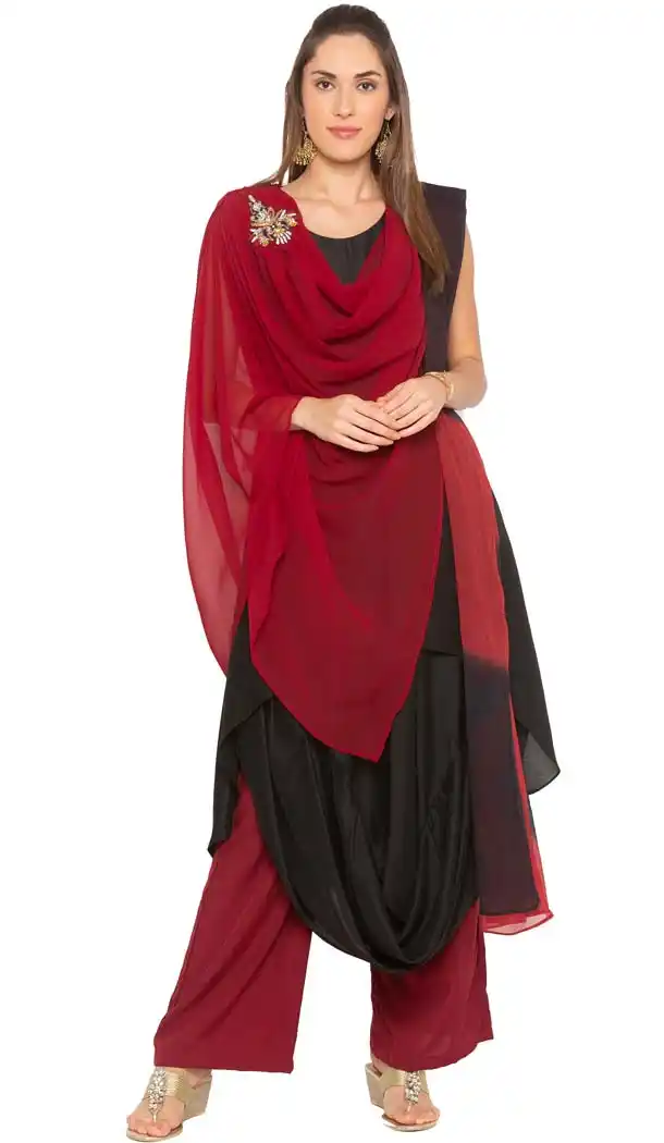 Maroon Muslin Color Readymade Plus Size Salwar Kameez -601274802