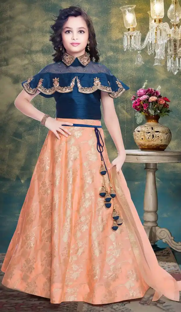 Navy Blue Color Fancy Designer Party Readymade Girl Lehenga Choli -599274534
