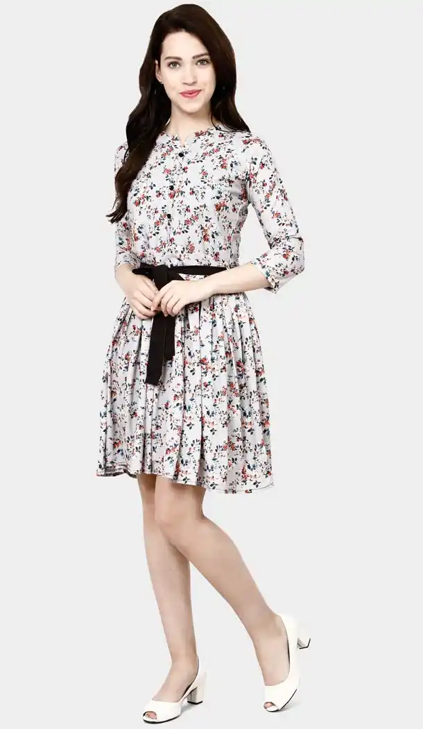 Multi White  American Crepe Readymade Party Wear Kurtis -429362513