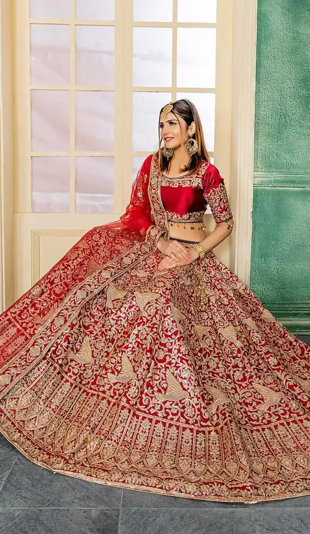Maroon Malai Satin Designer Mehendi Lehenga Choli -432362913