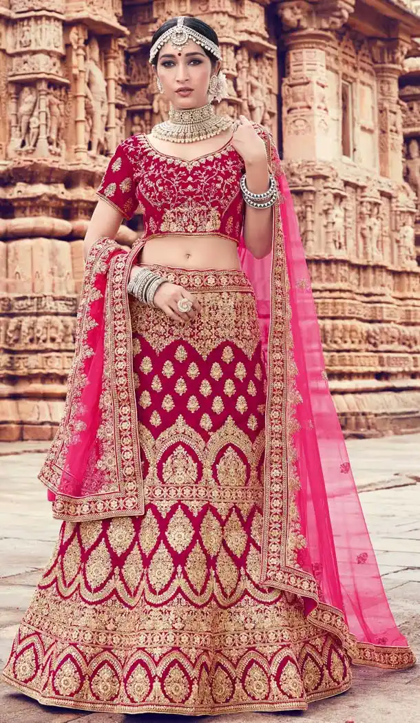 Fuchsia Pink Color Bridal Wear Designer Lehenga Choli -616777006