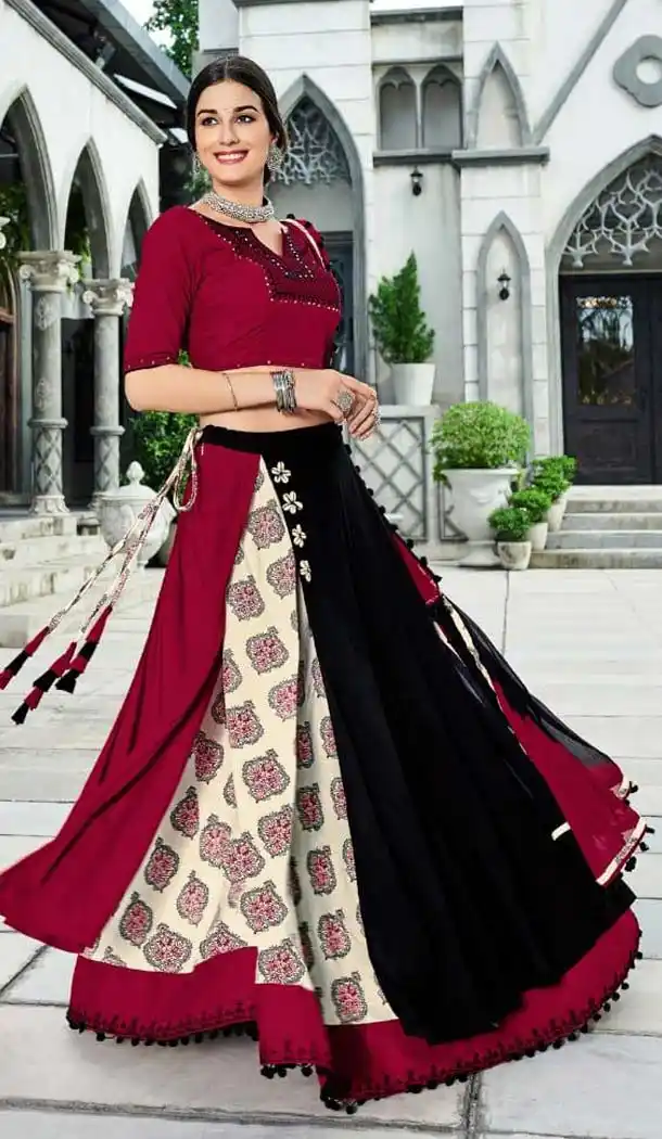 Multicolor Rayon Navratri Garba Special Chaniya Choli -616877009