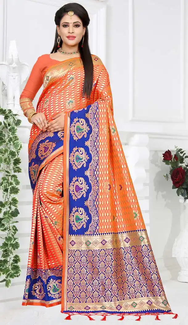Orange Color Art Silk Traditional Party Wear Saree Blouse -431762887