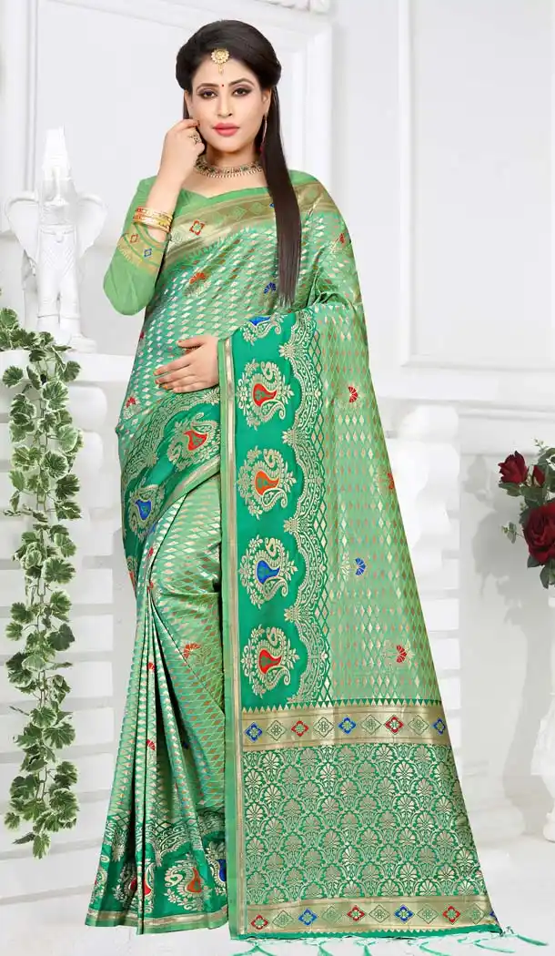 Green Color Art Silk Traditional Party Wear Saree Blouse -431762888