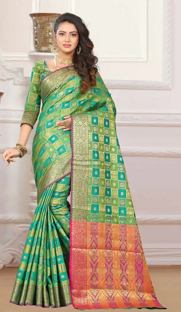 Patola Silk Green Color Traditional Wear Saree Blouse -432162901