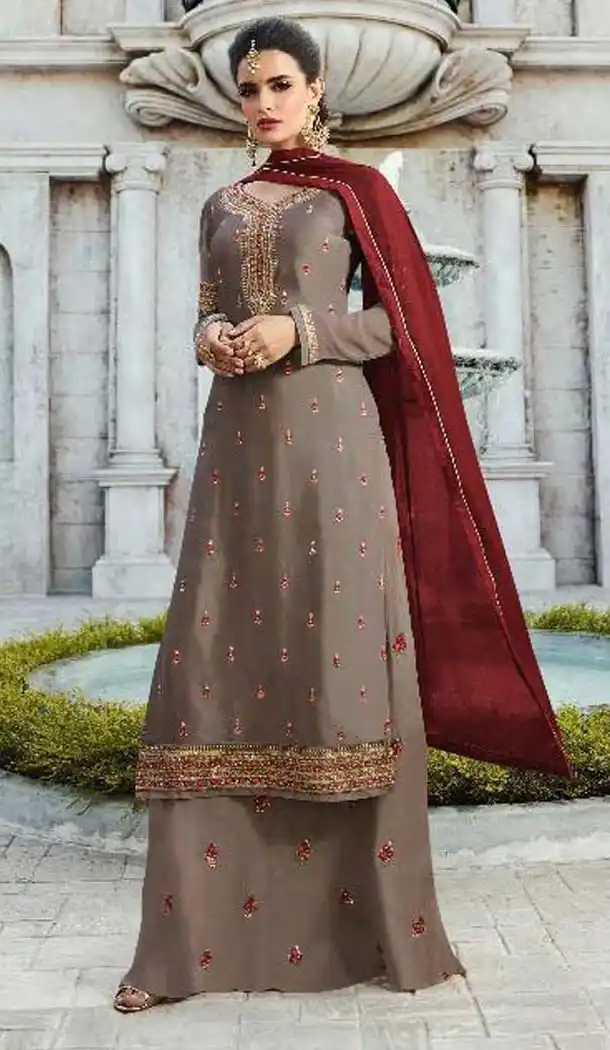 Light Green Color Georgette Party Pakistani Style Sharara Suit -445063970