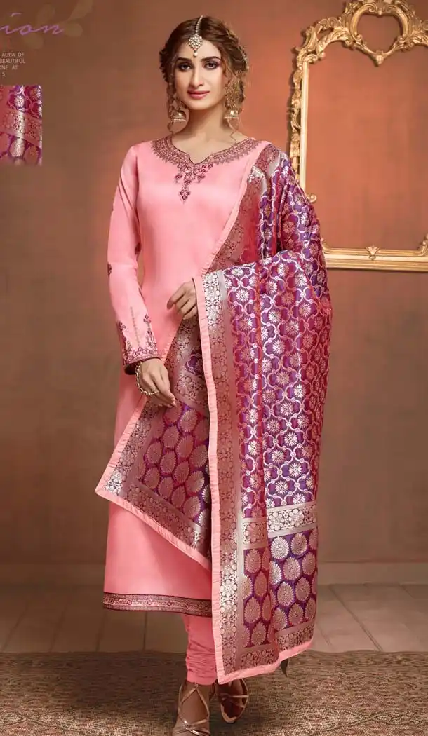 Light Pink Color Pure Cotton Jaam Silk Casual Party Salwar Kameez -618777200