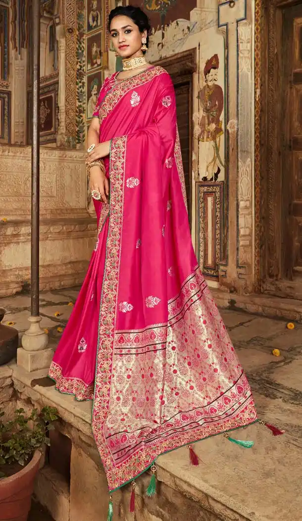 Pink Color Heavy Banarasi Silk Jacquard Traditional Saree Blouse -620977440