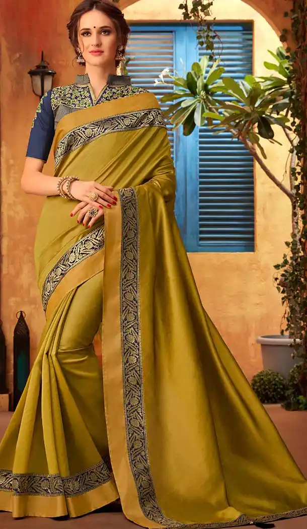 Cotton Silk Yellow Color Casual Party Wear Saree Blouse -432862958