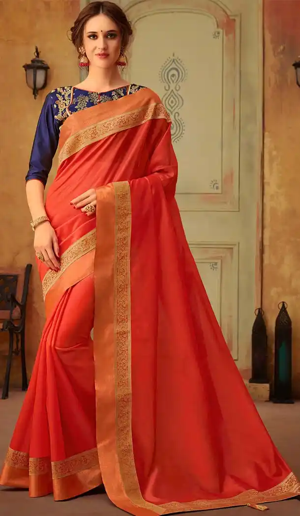 Cotton Silk Red Color Casual Party Wear Saree Blouse -432862961