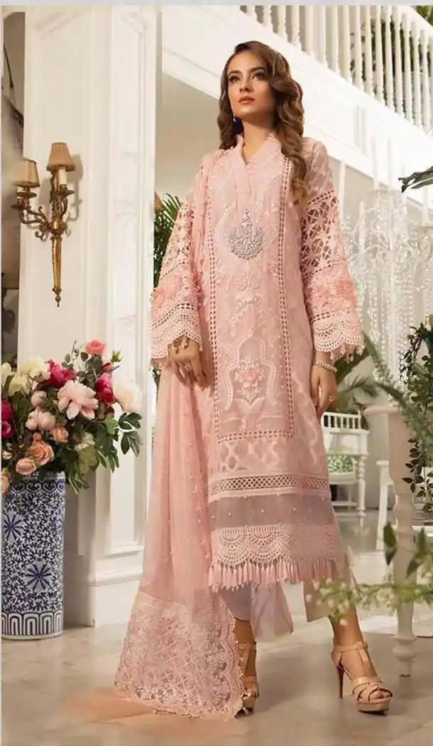 Salamon Color Organza Designer Party Wear Pakitani Style Suit -435263111