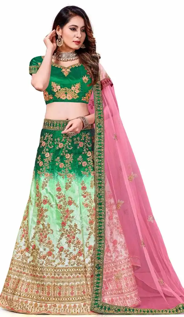 Green Color Silk Traditional Party Lehenga Choli -622077533