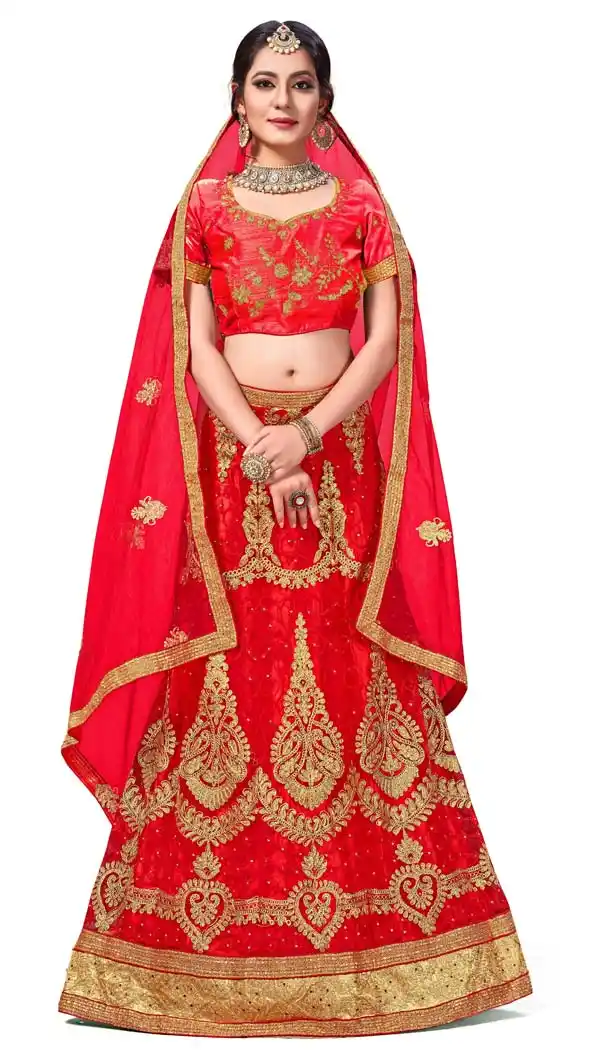 Red Color Net Designer Tradtional Wear Lehenga Choli -622177542