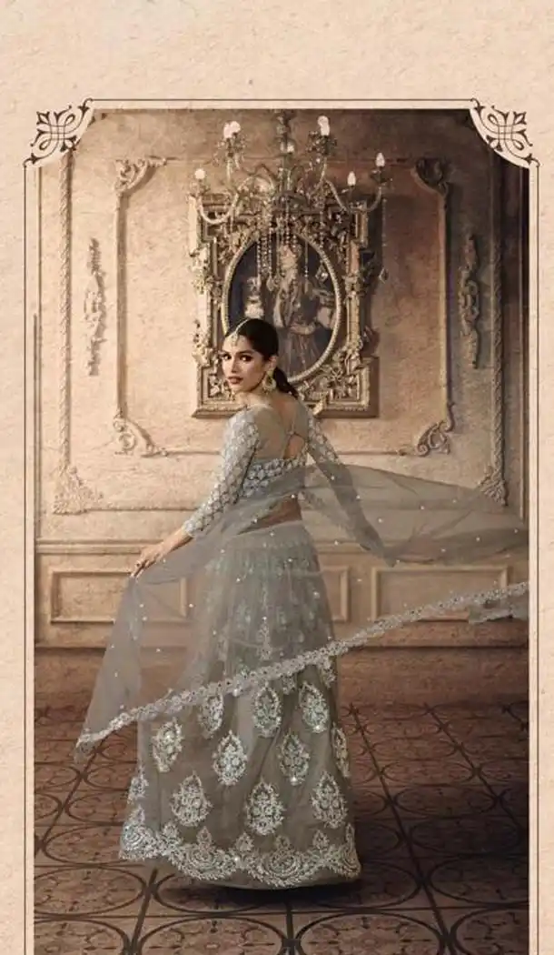 Grey Color Net Designer Mehendi Sangeet Wear Lehenga Choli -633178914