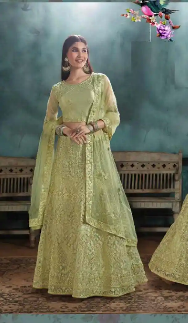 Light Green Color Mono Net Designer Fancy Lehenga Choli -454664751