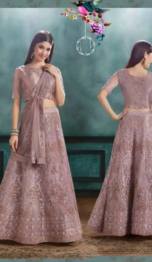 Exotic Wine Color Mono Net Designer Fancy Lehenga Choli -454664756