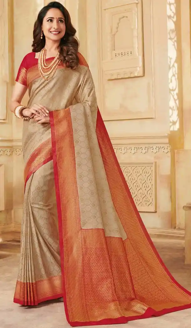 Tan Color Silk Traditional Designer Saree Blouse -636179381