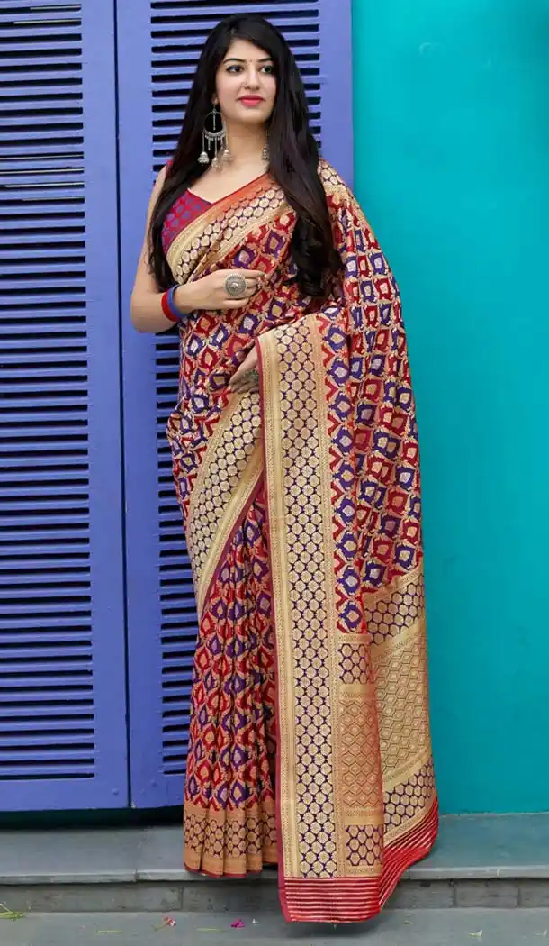 Maroon Color Banarasi Satin Designer Saree Blouse in Plus Size -638579880