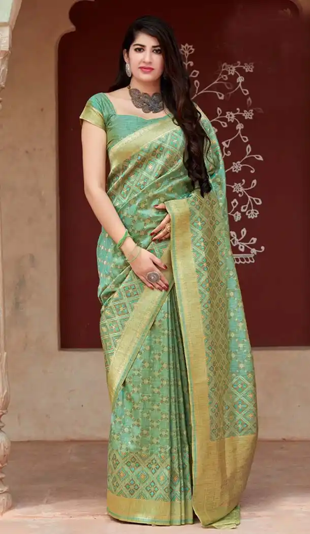 Pista Color Tussar Silk Designer Saree Blouse in Plus Size -638579884