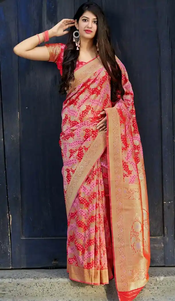 Chic Red Color Banarasi Satin Designer Saree Blouse in Plus Size -638579887
