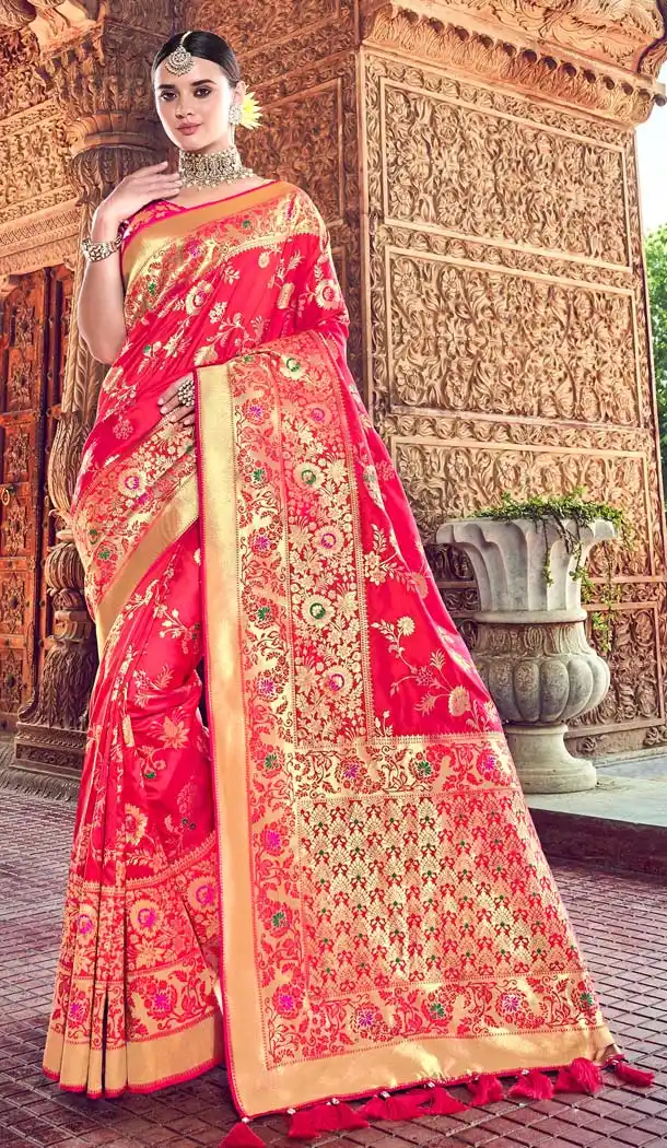 Rani Pink Color Silk Designer Wear Wedding Wear Saree Blouse -638079812
