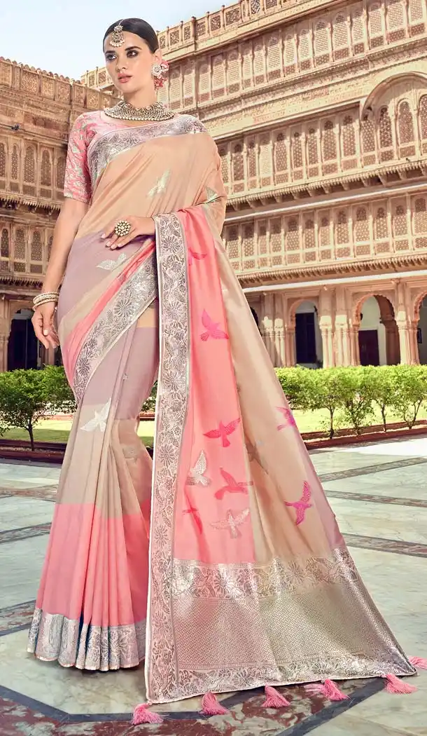 Exquisite Multi Color Silk Designer Wear Wedding Wear Saree Blouse -638079817