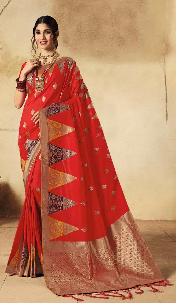 Red Color Banarasi Silk Designer Wear Wedding Saree -639279923