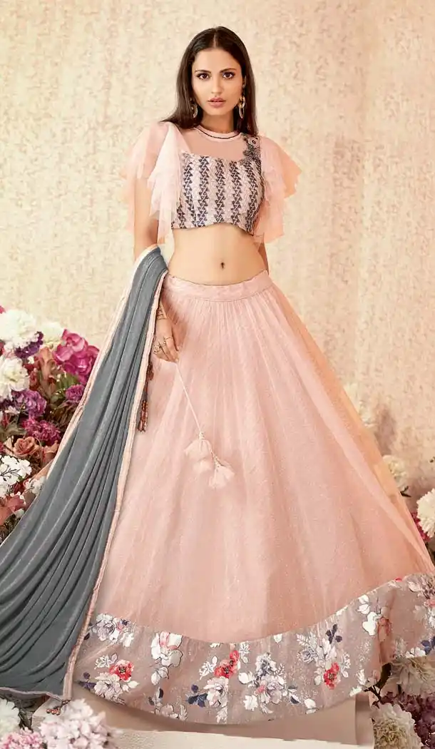Tantalizing Baby Pink Color Net Designer Fancy Lehenga Choli -640880093