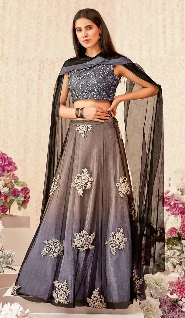 Blue Color Net Shimmer Lycra Designer Fancy Lehenga Choli -640880094