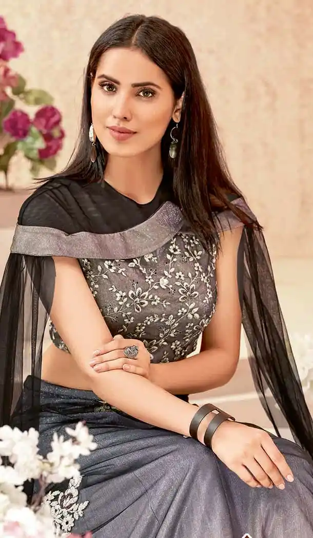 Copper Color Net Shimmer Lycra Designer Fancy Lehenga Choli -640880095