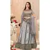Magnificient Grey Color Velvet Designer Fancy Lehenga Choli
