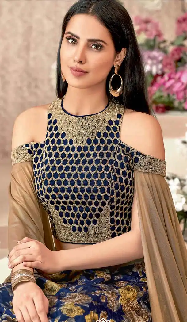 Blue Color Jacquard Velvet Designer Fancy Lehenga Choli -640880101