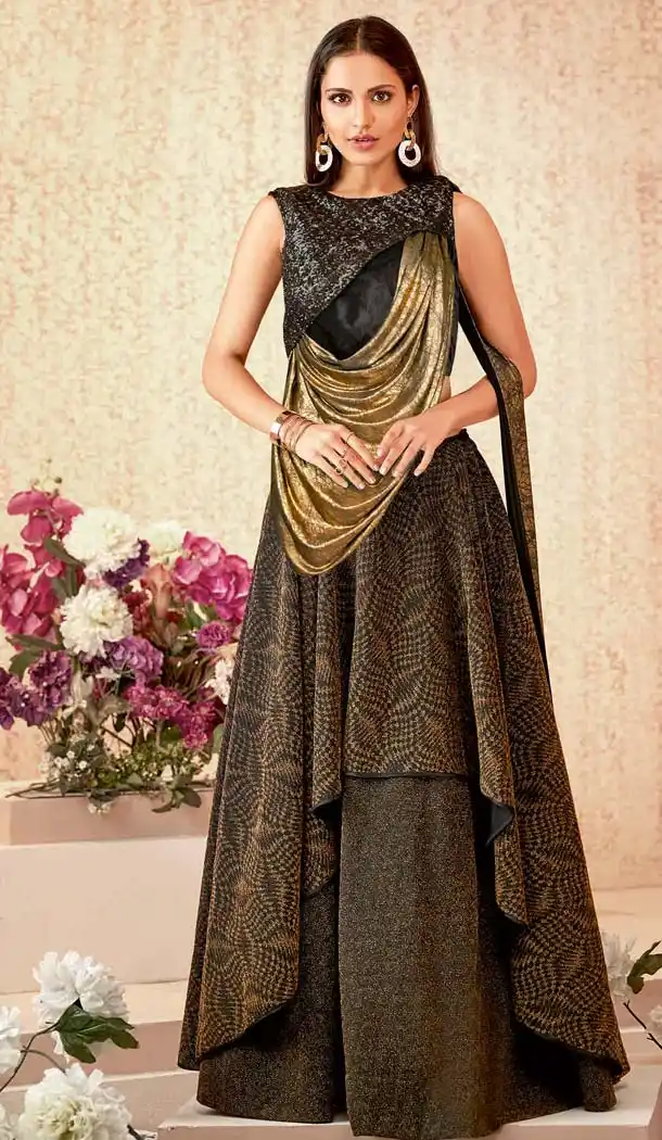 Black Brown Color Fancy Lycra Designer Fancy Lehenga Choli -640880105