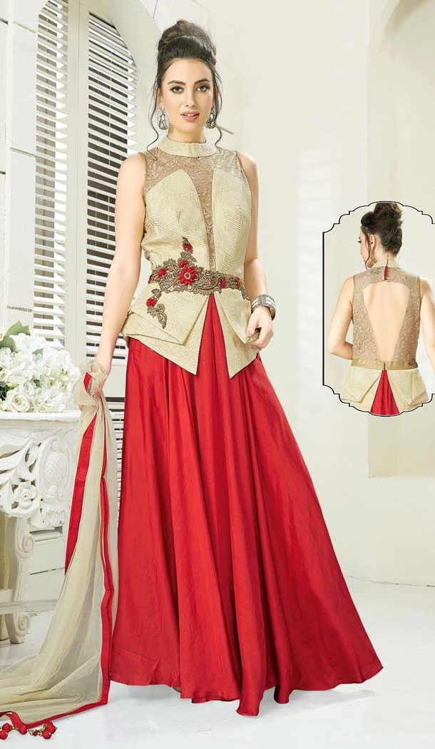 Gold Color Georgette Designer Readymade Salwar Kameez -641280138