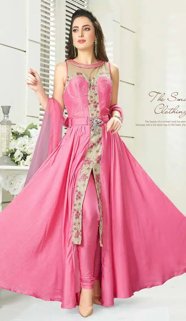 Pretty Pink Color Silk Designer Readymade Salwar Kameez -641280155
