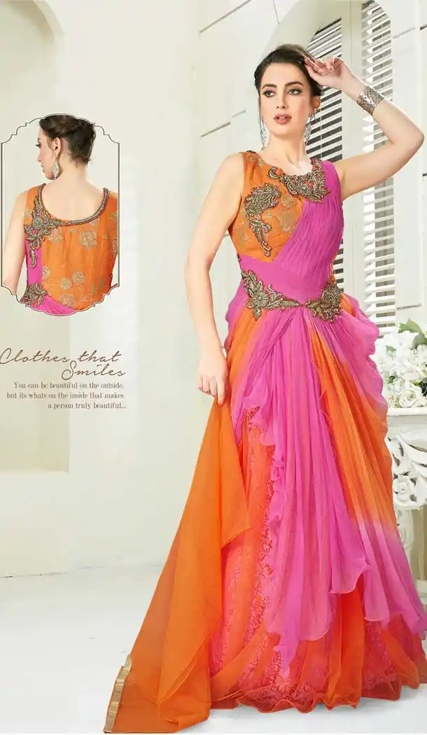 Orange Color Chanderi Designer Readymade Salwar Kameez -641280158