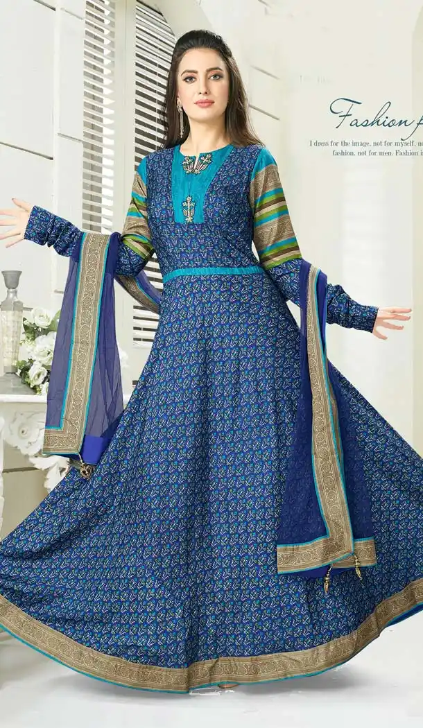 Blue Color Jacquard Designer Readymade Salwar Kameez