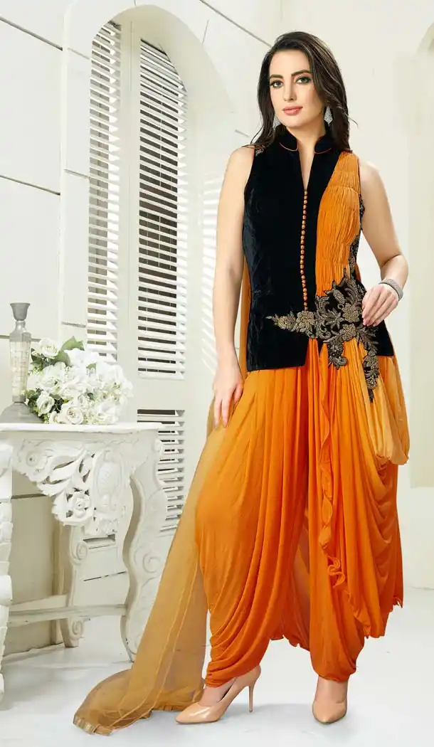 Black Color Velvet Designer Readymade Salwar Kameez -641280160