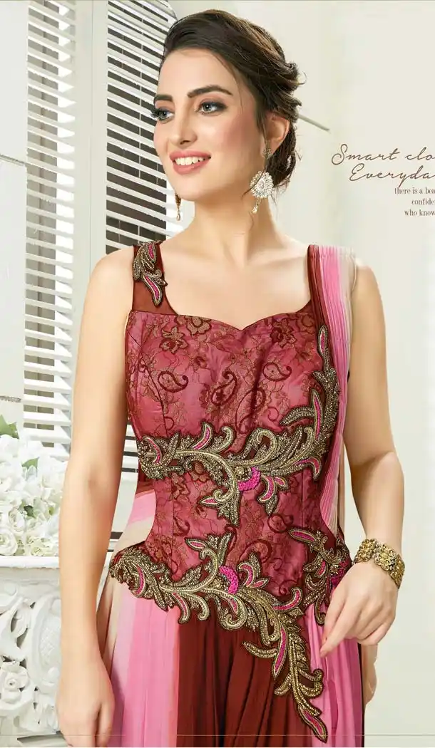 Pink Maroon Color Jacquard Designer Readymade Salwar Kameez -641280162