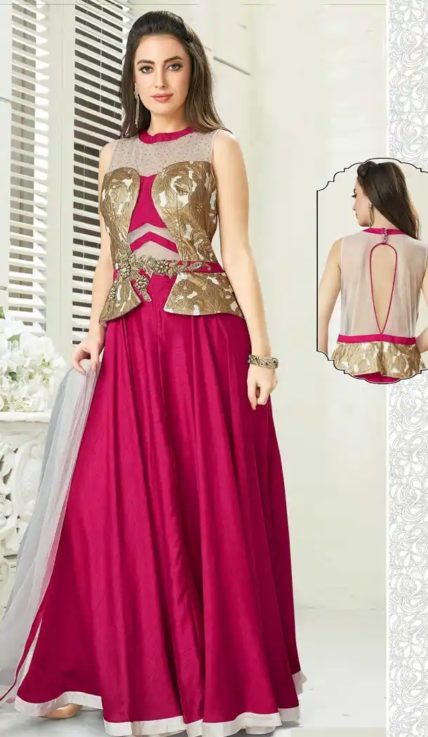 Rani Pink Color Silk Designer Readymade Salwar Kameez -641280163