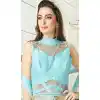 Sky Blue Gold Color Net Silk Designer Readymade Salwar Kameez