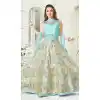 Sky Blue Gold Color Net Silk Designer Readymade Salwar Kameez