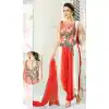 Off White Orange Color Silk Designer Readymade Salwar Kameez