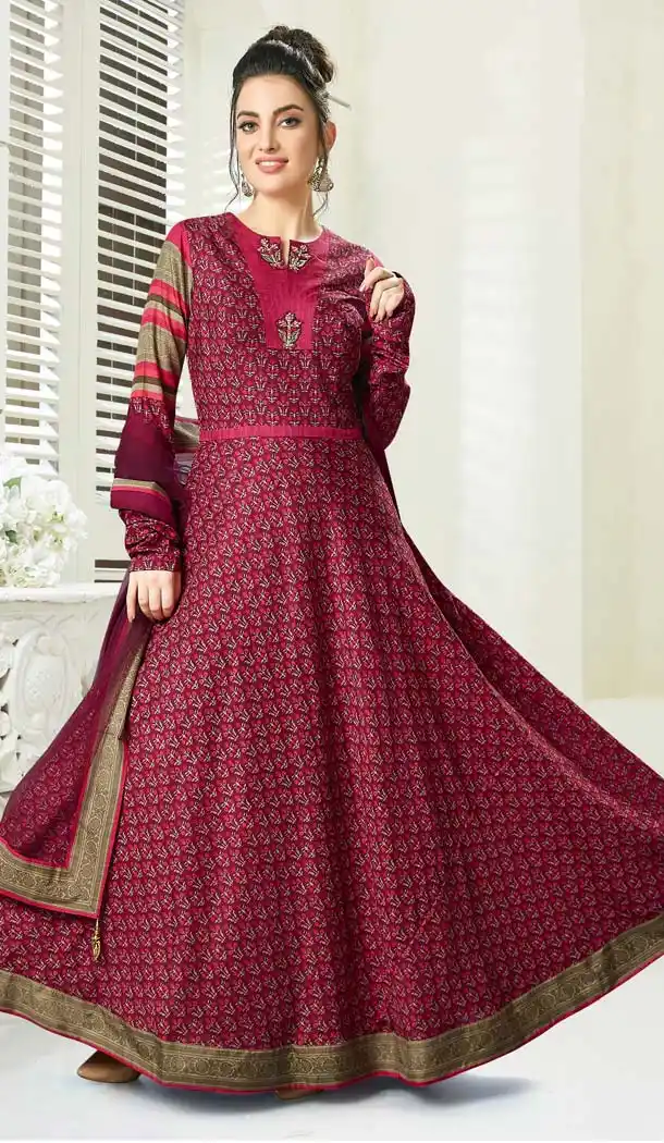 Maroon Color Chanderi Designer Readymade Salwar Kameez -641380172