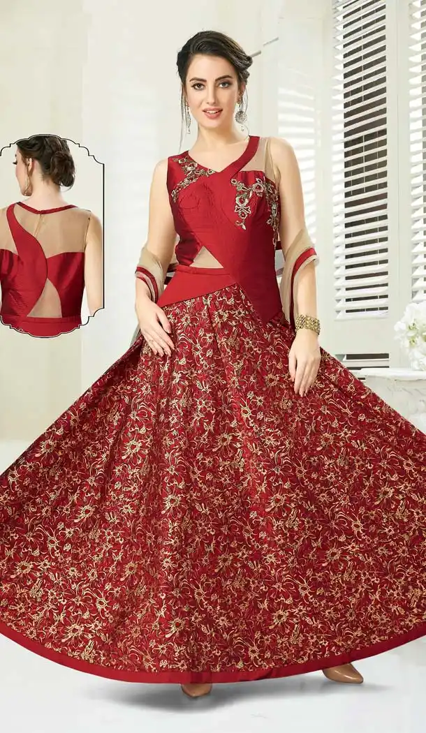 Maroon Color Silk Designer Readymade Salwar Kameez -641380174
