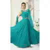 Rama Green Color Silk Designer Readymade Salwar Kameez