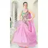 Pink Blue Color Net Printed Silk Designer Readymade Salwar Kameez