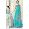 Grey Firozi Color Silk Designer Readymade Salwar Kameez
