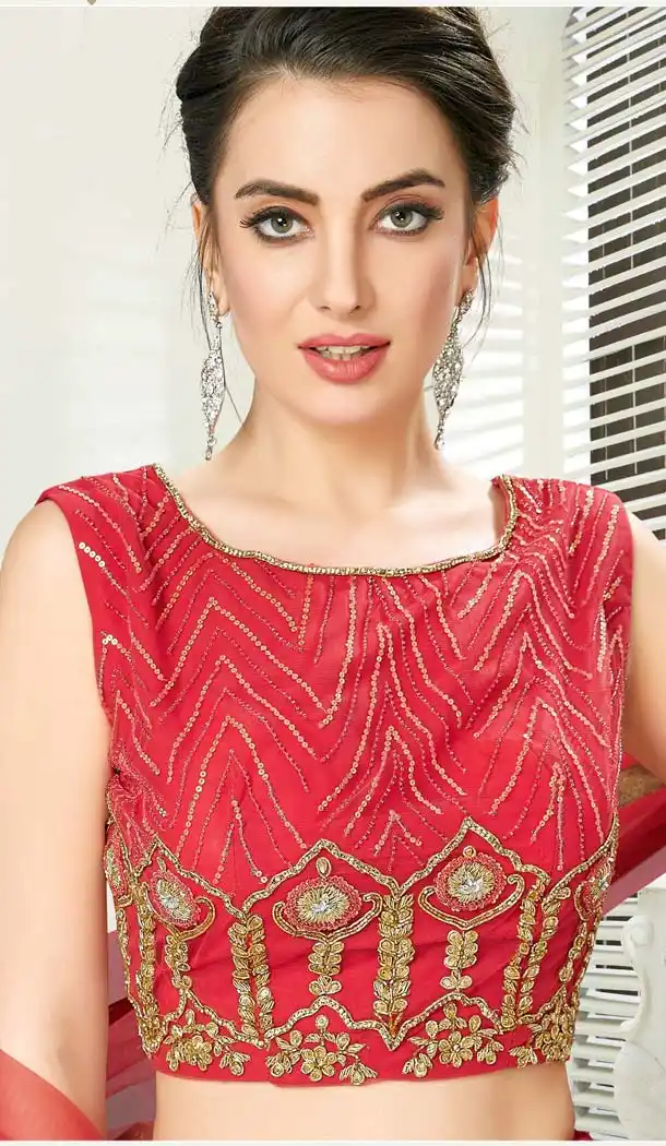 Tomato Red Color Silk Designer Readymade Lehenga Choli -641380188