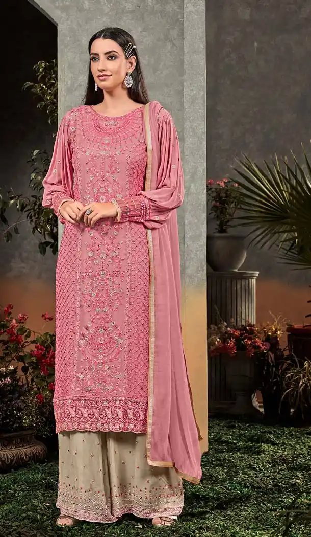 Pink Color Georgette Party Wear Pakistani Salwar Kameez -639479933